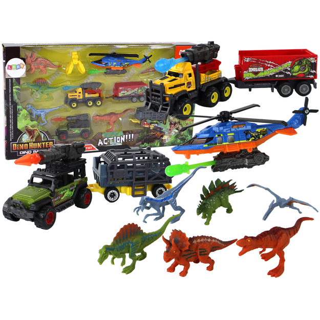 Dinosauruste ja sõidukite komplekt