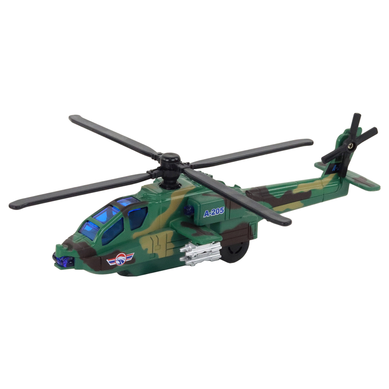 Sõjaline helikopter heli- ja valgusefektidega