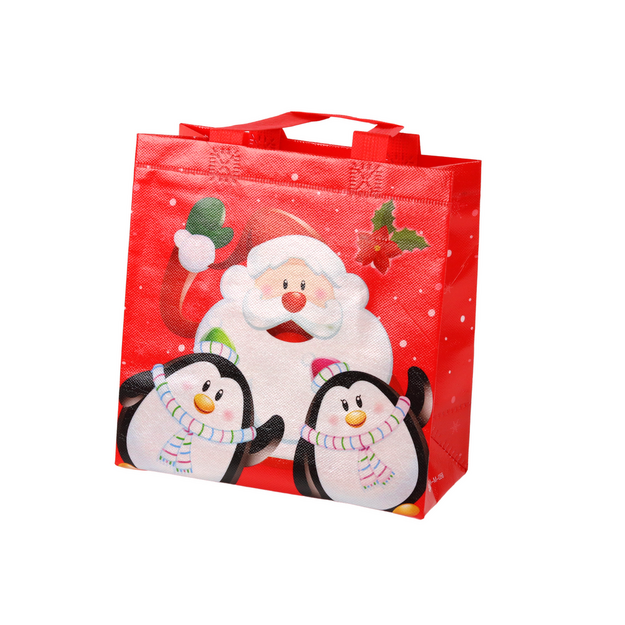 Jõuluvana ja pingviinidega kinkekott, punane