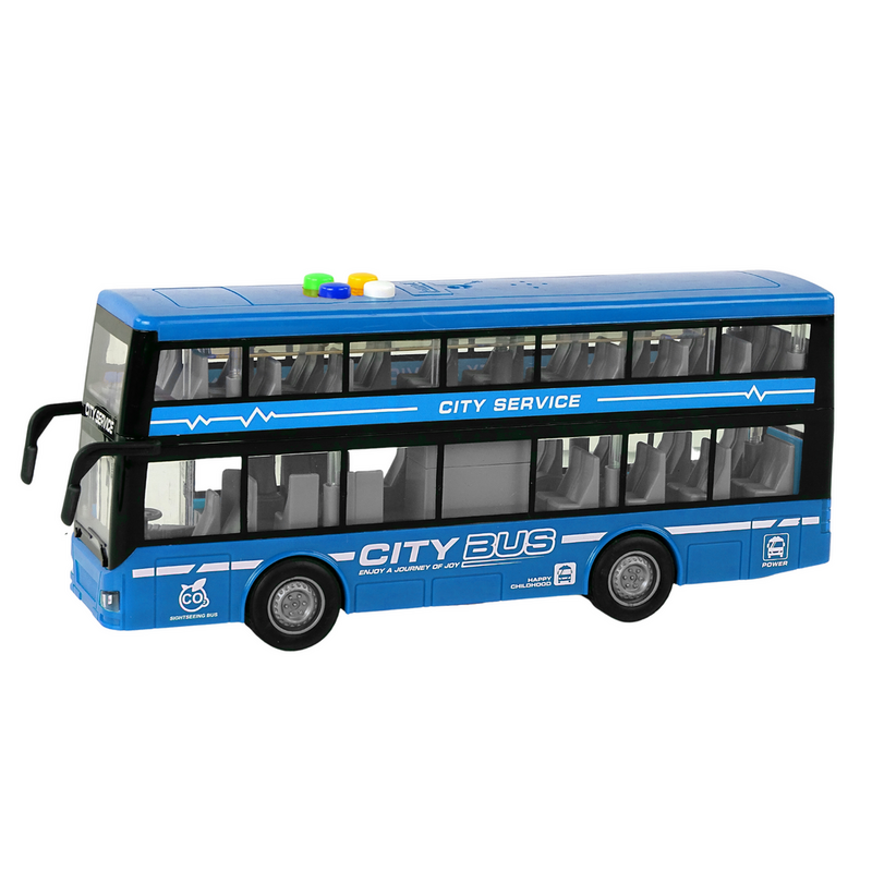Kahekorruseline buss valgus- ja heliefektidega, sinine