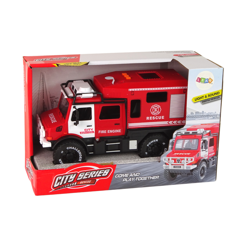 Heli- ja valgusefektidega tuletõrjeauto, punane