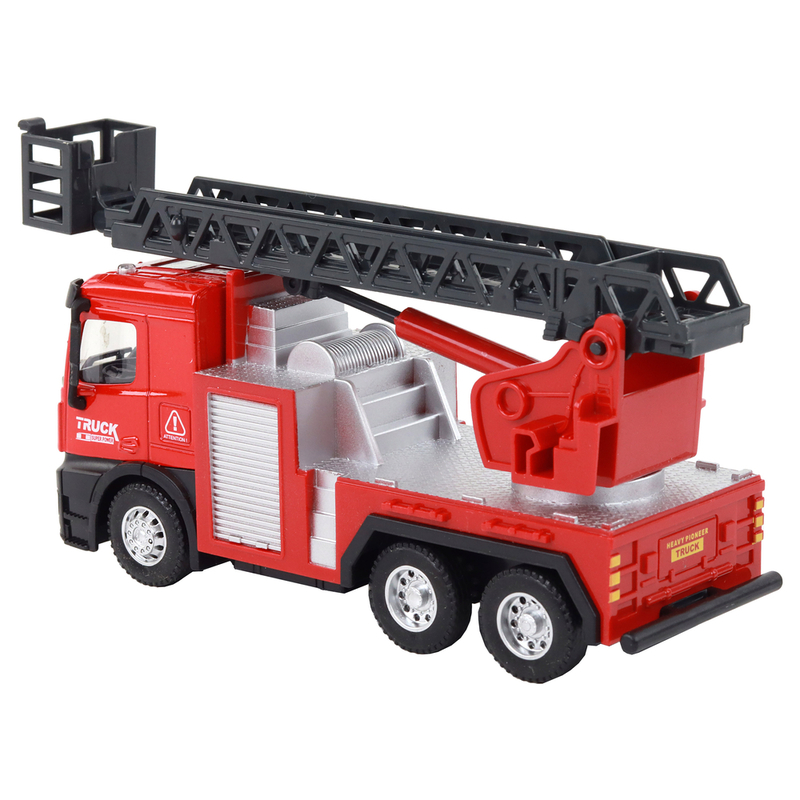 Punane tuletõrjeauto koos sissetõmmatava redeliga
