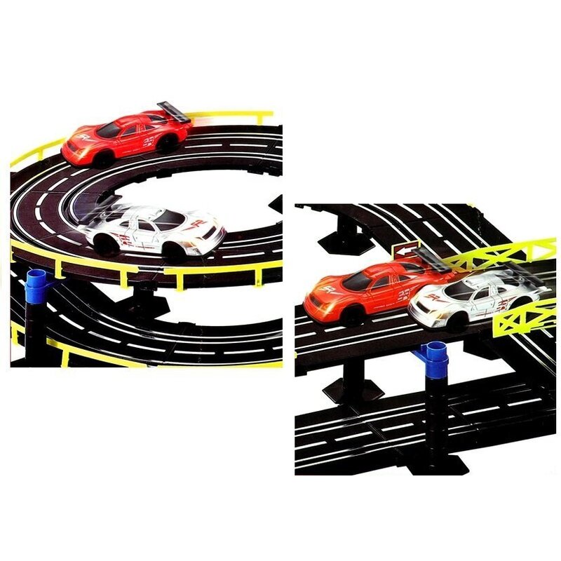 Võistlusrada koos autode ja kontrolleritega