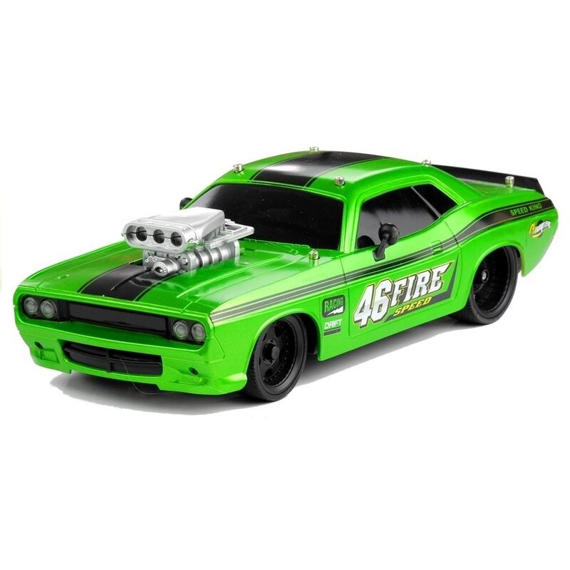 Dodge Challenger 1:16 kaugjuhitav auto, roheline