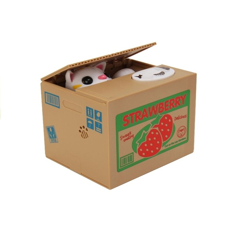 Interaktiivne säästja, valge kassipoeg maasikaga
